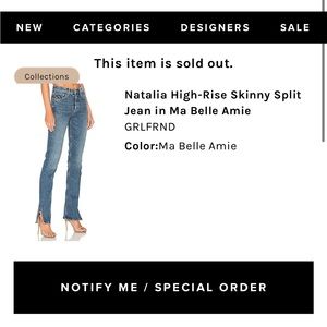 GRLFRND high rise split ankle jeans